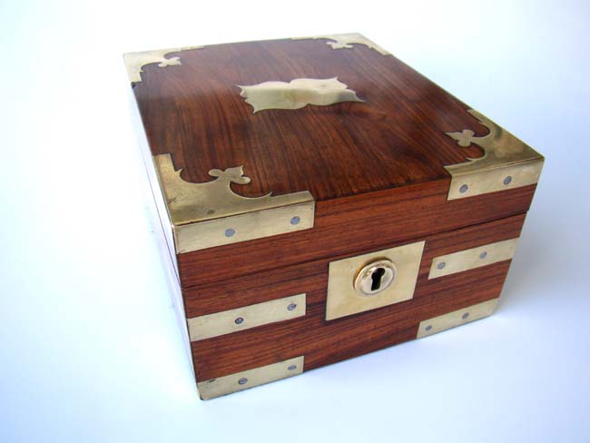 A fine early 19th century English brass mounted exotic wood box circa 1830-1850